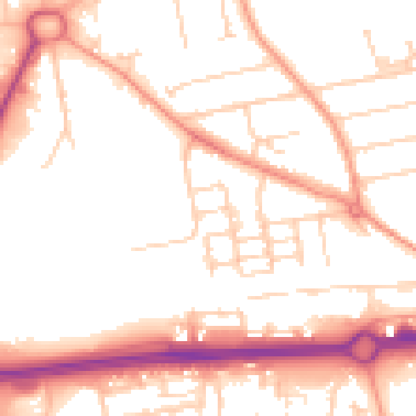 Daytime road noise heatmap for RG21 6AU