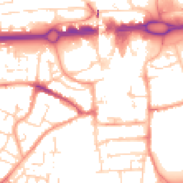Daytime road noise heatmap for RG21 7DA