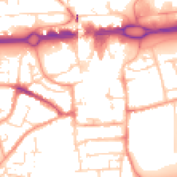 Daytime road noise heatmap for RG21 7JN