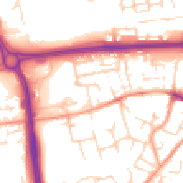 Daytime road noise heatmap for RG21 7RY