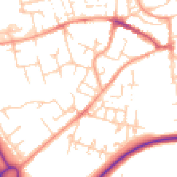 Daytime road noise heatmap for RG21 8UU