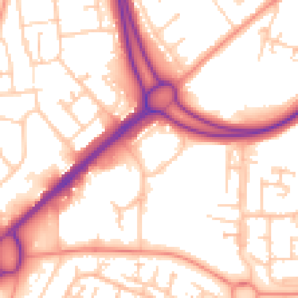Daytime road noise heatmap for RG22 4AD