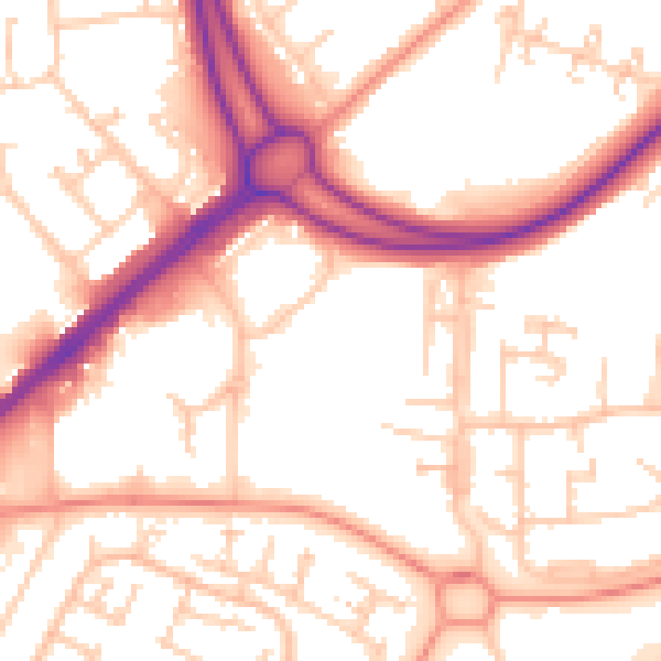 Daytime road noise heatmap for RG22 4AE