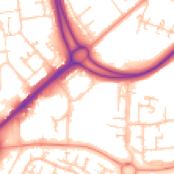 Daytime road noise heatmap for RG22 4AG