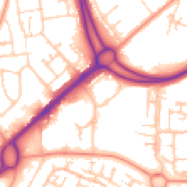 Daytime road noise heatmap for RG22 4AT
