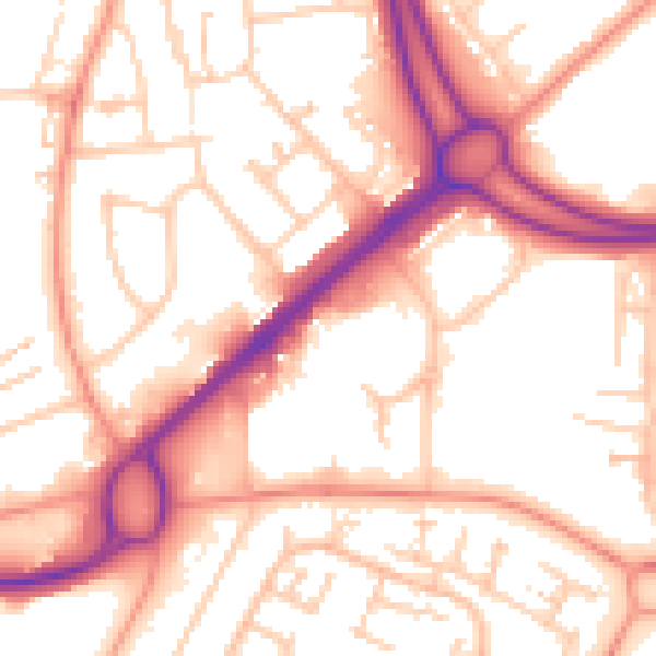 Daytime road noise heatmap for RG22 4AU
