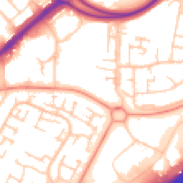 Daytime road noise heatmap for RG22 4BB