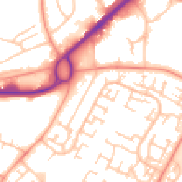 Daytime road noise heatmap for RG22 4BG