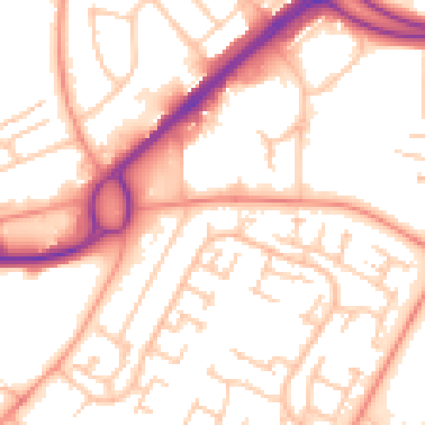 Daytime road noise heatmap for RG22 4BH