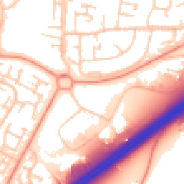Daytime road noise heatmap for RG22 4BJ
