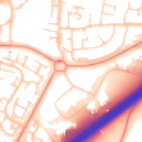 Daytime road noise heatmap for RG22 4BL