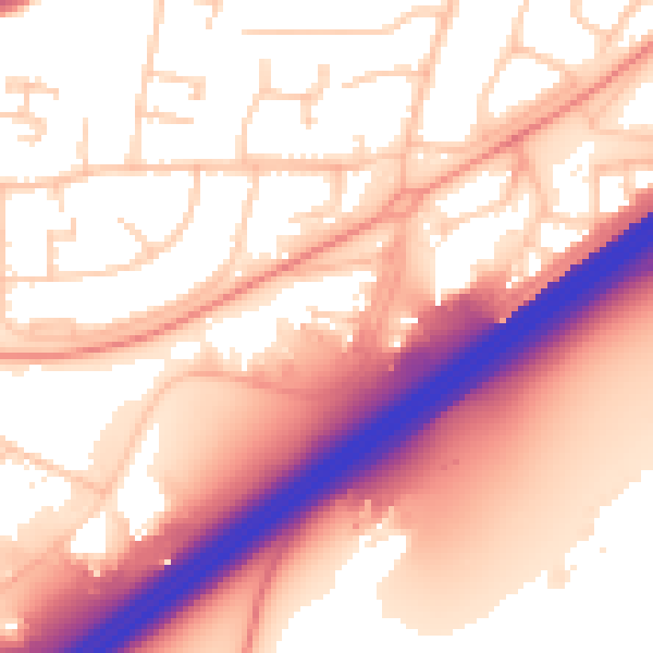 Daytime road noise heatmap for RG22 4BT