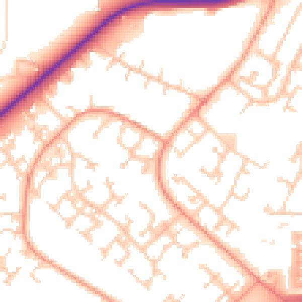 Daytime road noise heatmap for RG22 4BW