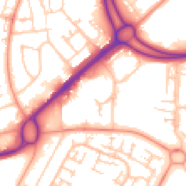 Daytime road noise heatmap for RG22 4DF