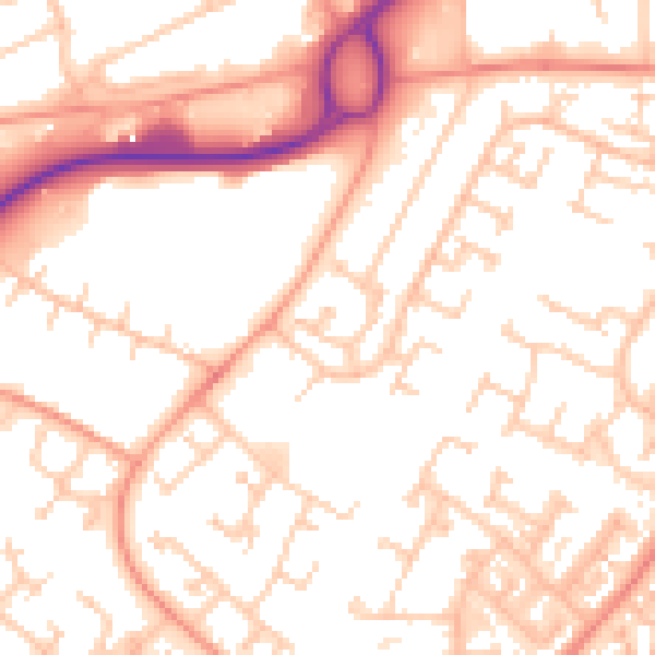 Daytime road noise heatmap for RG22 4DJ