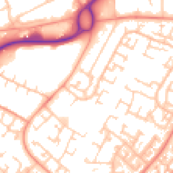 Daytime road noise heatmap for RG22 4DL