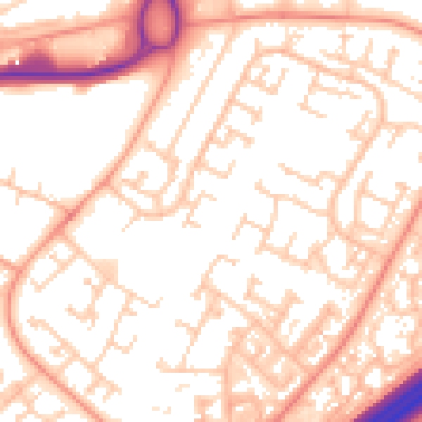 Daytime road noise heatmap for RG22 4DN