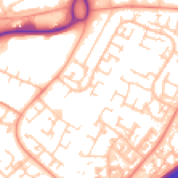 Daytime road noise heatmap for RG22 4DP