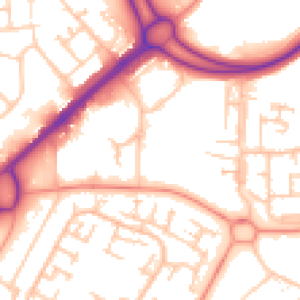 Daytime road noise heatmap for RG22 4DQ