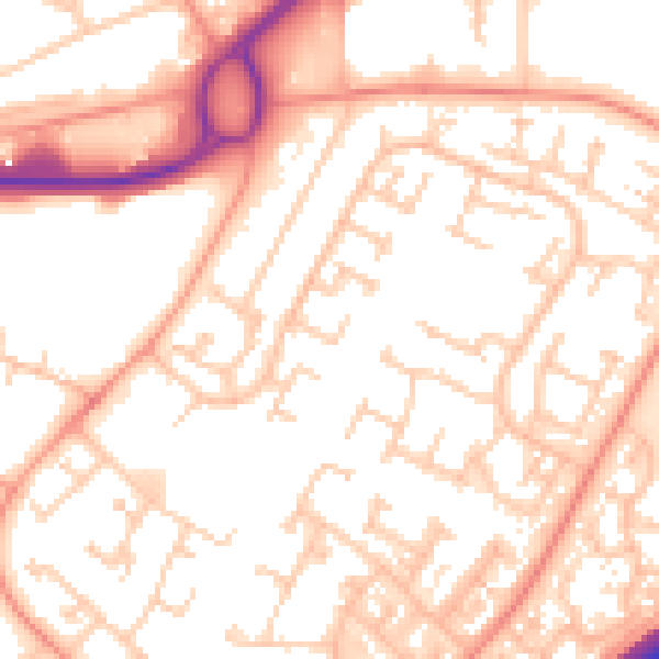 Daytime road noise heatmap for RG22 4DS