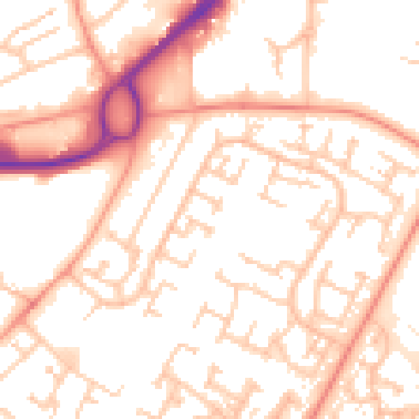Daytime road noise heatmap for RG22 4DU