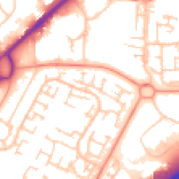 Daytime road noise heatmap for RG22 4DX