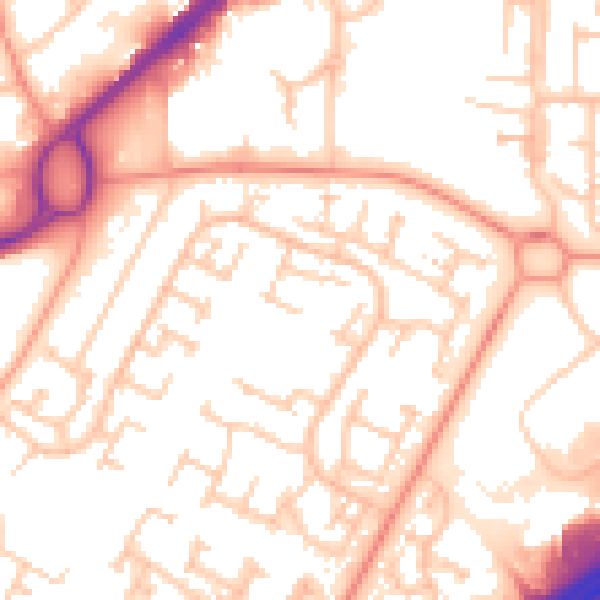 Daytime road noise heatmap for RG22 4DZ