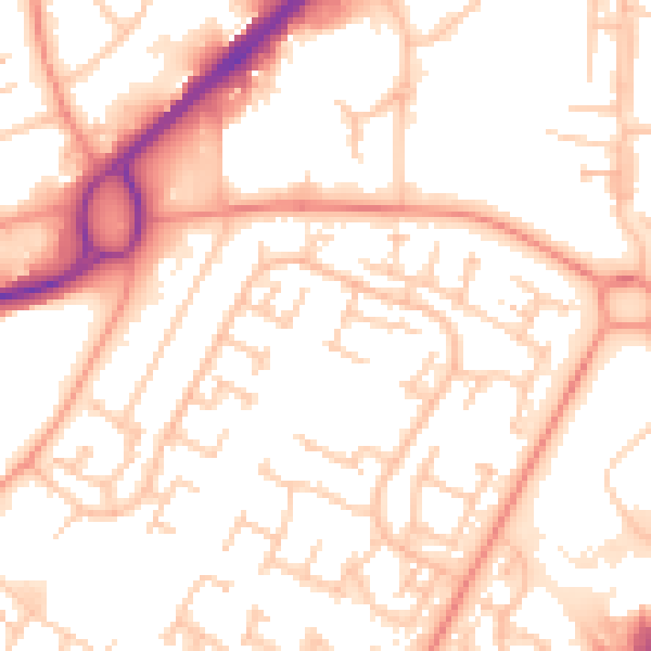 Daytime road noise heatmap for RG22 4EA