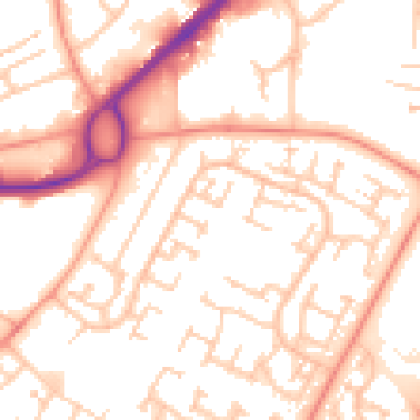 Daytime road noise heatmap for RG22 4ED
