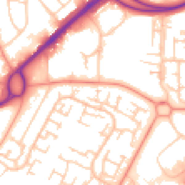 Daytime road noise heatmap for RG22 4EE