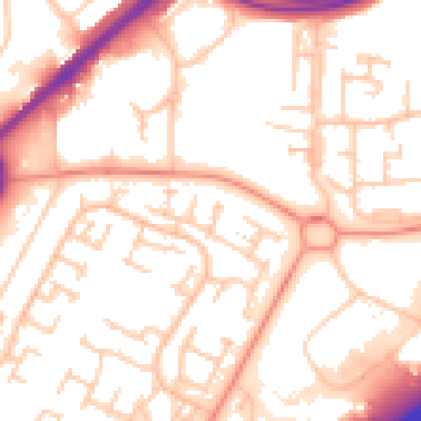 Daytime road noise heatmap for RG22 4EF