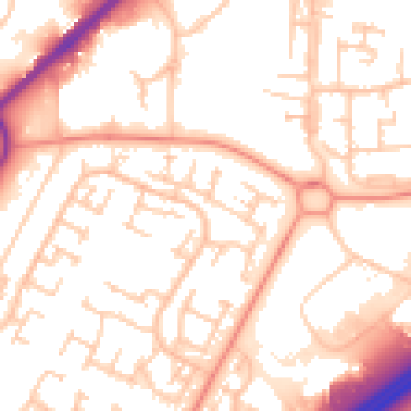 Daytime road noise heatmap for RG22 4EG