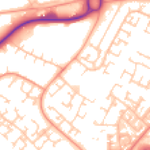 Daytime road noise heatmap for RG22 4EH