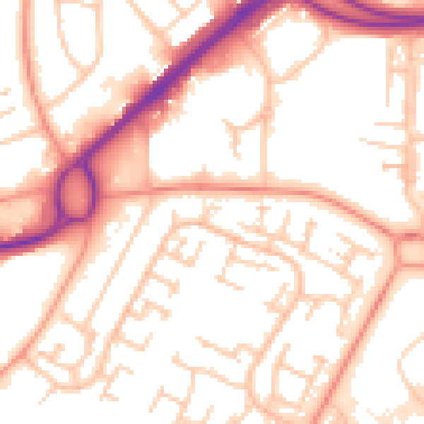 Daytime road noise heatmap for RG22 4EJ