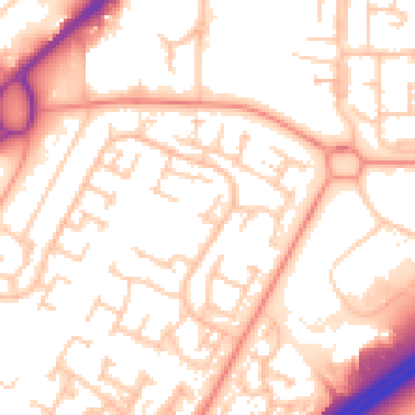 Daytime road noise heatmap for RG22 4EL