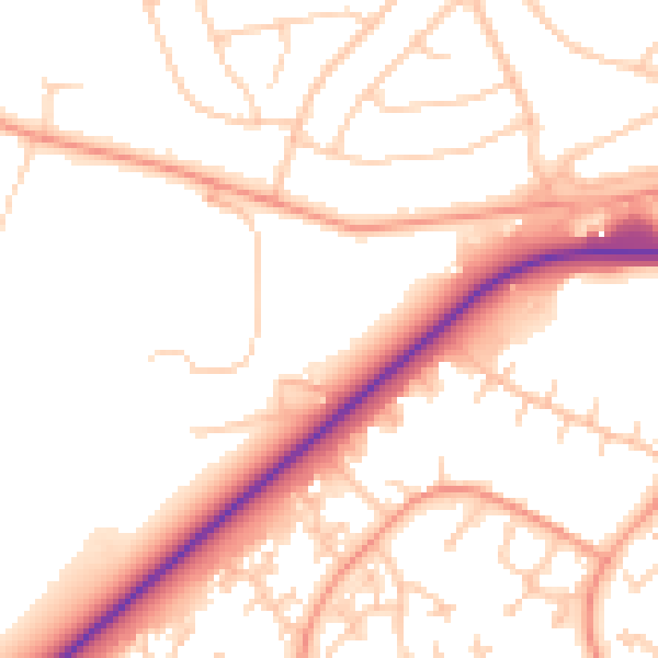 Daytime road noise heatmap for RG22 4ES