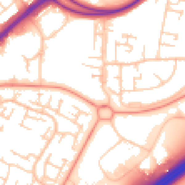Daytime road noise heatmap for RG22 4GJ