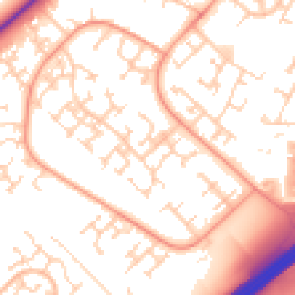 Daytime road noise heatmap for RG22 4JP