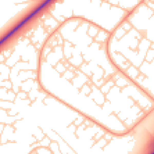 Daytime road noise heatmap for RG22 4ND