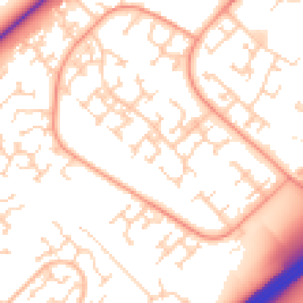 Daytime road noise heatmap for RG22 4NQ