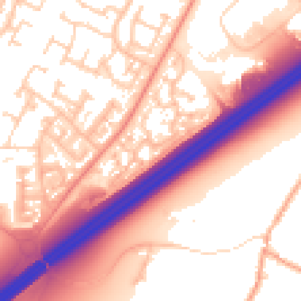 Daytime road noise heatmap for RG22 4NS