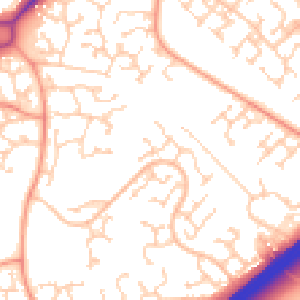 Daytime road noise heatmap for RG22 4QB