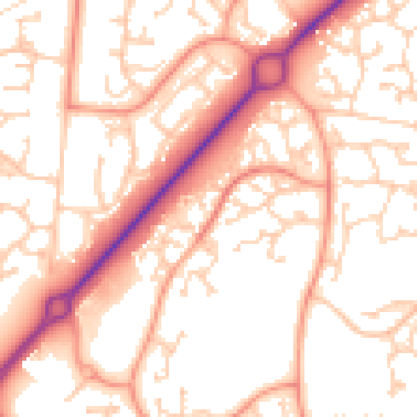 Daytime road noise heatmap for RG22 4TG