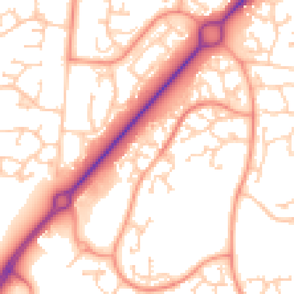 Daytime road noise heatmap for RG22 4YB