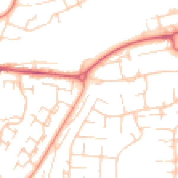 Daytime road noise heatmap for RG22 5AA