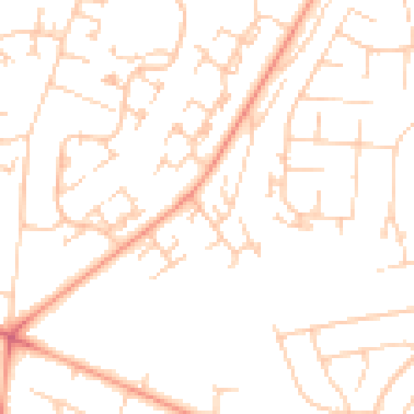 Daytime road noise heatmap for RG22 5AQ