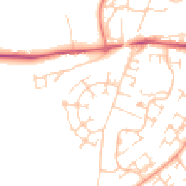 Daytime road noise heatmap for RG22 5AU