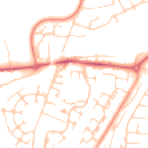 Daytime road noise heatmap for RG22 5BA