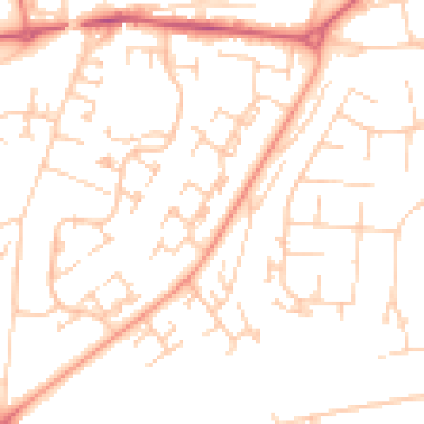 Daytime road noise heatmap for RG22 5DA