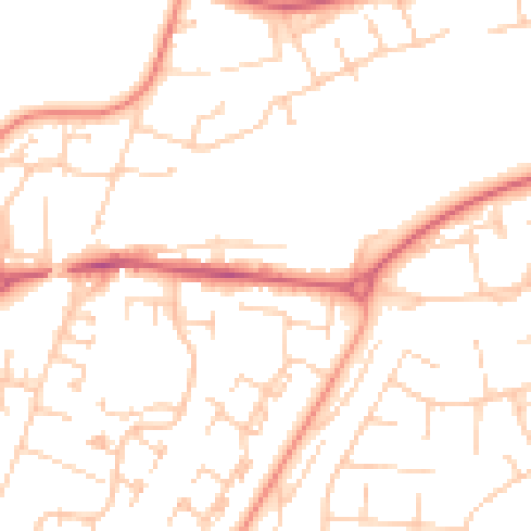 Daytime road noise heatmap for RG22 5DZ